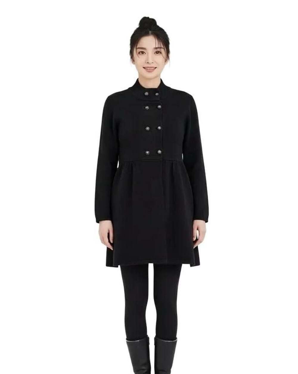 Style & Co Blk. Mock/Tunnel Neck Sweater Coat, 2X Military Style Dark Academia